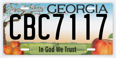 GA license plate CBC7117
