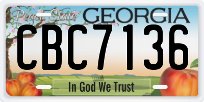 GA license plate CBC7136