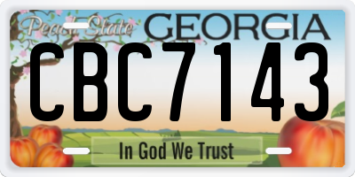 GA license plate CBC7143