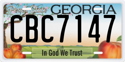 GA license plate CBC7147