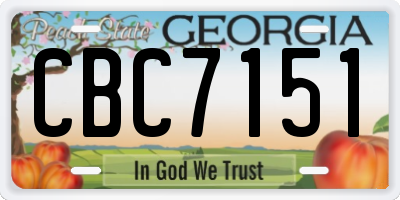 GA license plate CBC7151