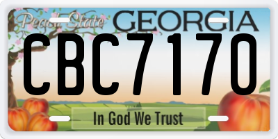 GA license plate CBC7170