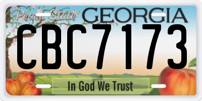 GA license plate CBC7173