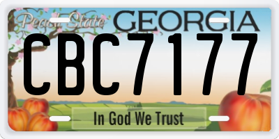 GA license plate CBC7177