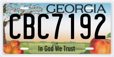 GA license plate CBC7192