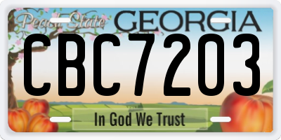 GA license plate CBC7203