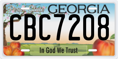 GA license plate CBC7208