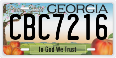 GA license plate CBC7216
