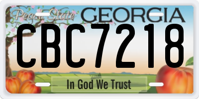 GA license plate CBC7218