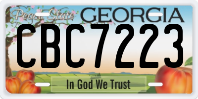GA license plate CBC7223