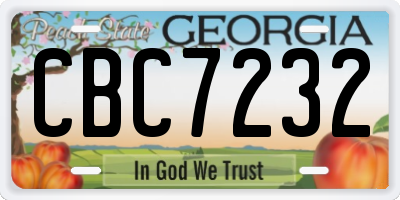 GA license plate CBC7232