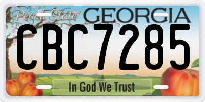 GA license plate CBC7285