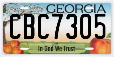 GA license plate CBC7305