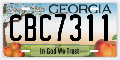 GA license plate CBC7311