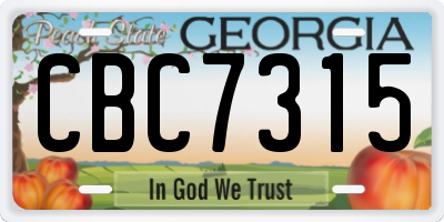 GA license plate CBC7315