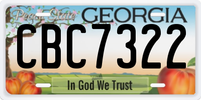 GA license plate CBC7322