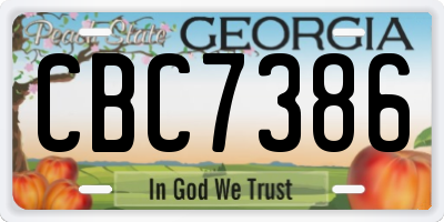 GA license plate CBC7386