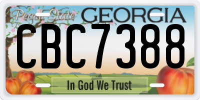 GA license plate CBC7388