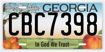 GA license plate CBC7398