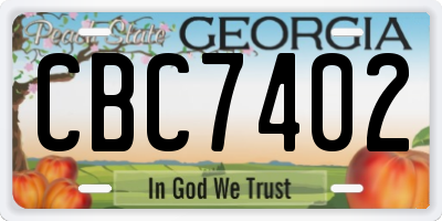 GA license plate CBC7402