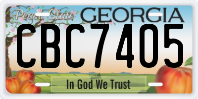GA license plate CBC7405