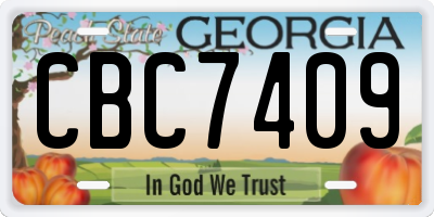 GA license plate CBC7409