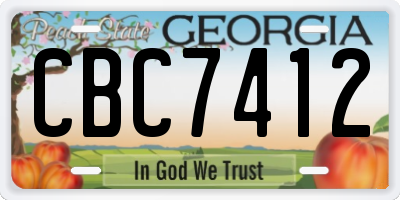 GA license plate CBC7412
