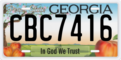 GA license plate CBC7416