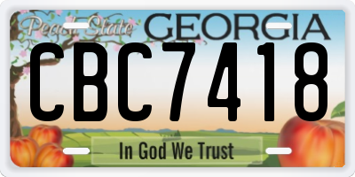 GA license plate CBC7418