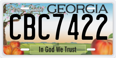 GA license plate CBC7422