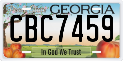 GA license plate CBC7459