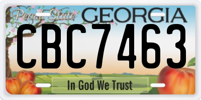GA license plate CBC7463