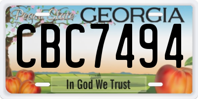 GA license plate CBC7494