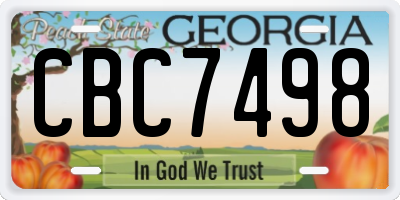 GA license plate CBC7498