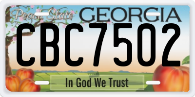 GA license plate CBC7502