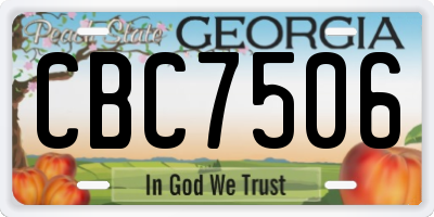 GA license plate CBC7506