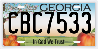 GA license plate CBC7533