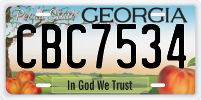 GA license plate CBC7534