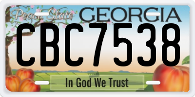 GA license plate CBC7538