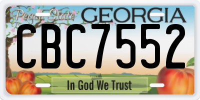 GA license plate CBC7552