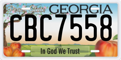 GA license plate CBC7558