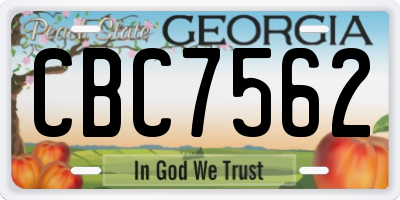 GA license plate CBC7562