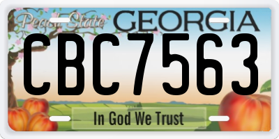 GA license plate CBC7563