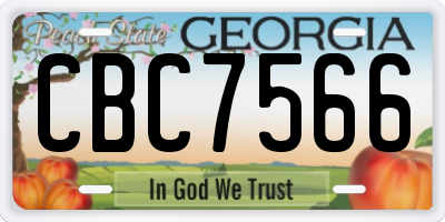 GA license plate CBC7566