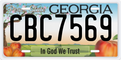 GA license plate CBC7569