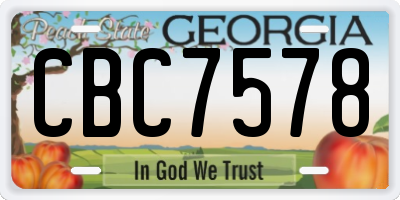 GA license plate CBC7578