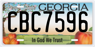 GA license plate CBC7596