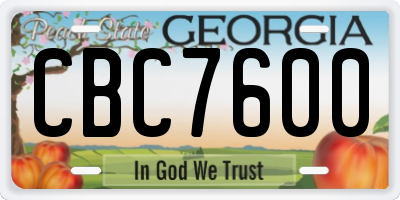 GA license plate CBC7600