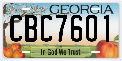 GA license plate CBC7601