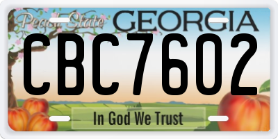 GA license plate CBC7602